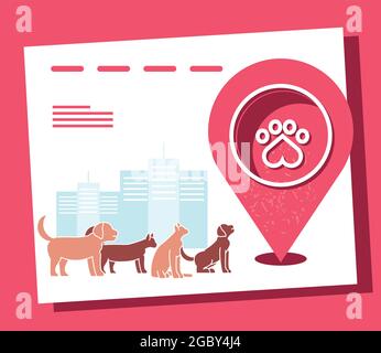 animali domestici e footprint in posizione Illustrazione Vettoriale