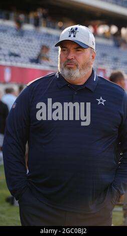 5 agosto 2021: Capo allenatore Mike McCarthy durante la partita dei Pittsburgh Steelers vs Dallas Cowboys al Tom Benson Stadium di Canton, Ohio. Jason Pohuski/CSM Foto Stock