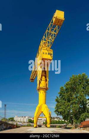 FRANCIA, LOIRE-ATLANTIQUE (44), NANTES, ILE DE NANTES, GRU TITAN GIALLA Foto Stock