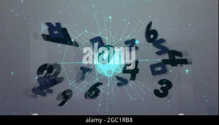 Immagine dei numeri che cambiano con la rete di connessioni Foto Stock