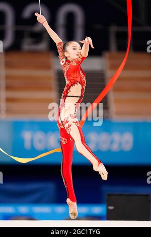 Sumire Kita (JPN), 6 AGOSTO 2021 - Ginnastica ritmica : Qualifiche individuali all-around durante i Giochi Olimpici di Tokyo 2020 al Centro di Ginnastica Ariake di Tokyo, Giappone. (Foto di Kohei Maruyama/AFLO) Foto Stock