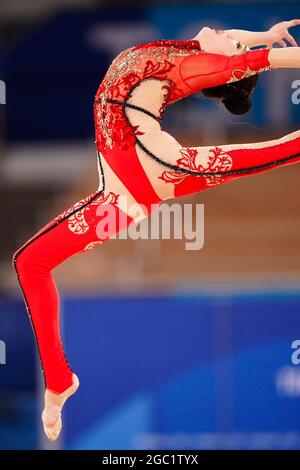 Sumire Kita (JPN), 6 AGOSTO 2021 - Ginnastica ritmica : Qualifiche individuali all-around durante i Giochi Olimpici di Tokyo 2020 al Centro di Ginnastica Ariake di Tokyo, Giappone. (Foto di Kohei Maruyama/AFLO) Foto Stock