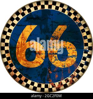 grungy 66 segnale stradale, forte e maledetto, grafica vettoriale fittonale Illustrazione Vettoriale