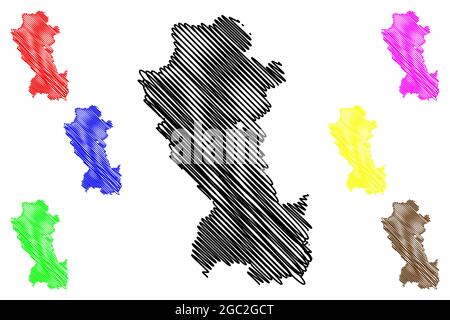 Provincia di potenza (Italia, Repubblica Italiana, Basilicata o Lucania) mappa illustrazione vettoriale, schizzo della mappa Provincia di potenza Illustrazione Vettoriale