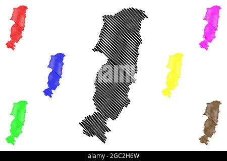 Provincia di Prato (Italia, Repubblica Italiana, Toscana o Toscana) mappa illustrazione vettoriale, schizzo della mappa della Provincia di Prato Illustrazione Vettoriale