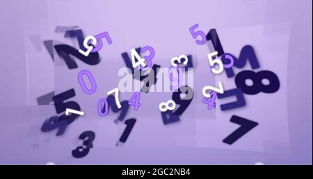 Immagine digitale di più numeri e alfabeti che cambiano su sfondo blu Foto Stock