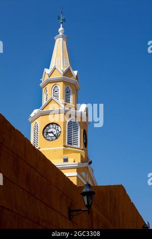 Torre dell'Orologio Monumento nella città vecchia di Cartagena, Colombia. Foto Stock