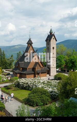 Chiesa di Vang Stave, Karpacz, Contea di Jelenia Góra, Voivodato della bassa Slesia, Polonia sud-occidentale Foto Stock