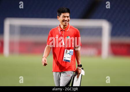 Saitama, Giappone. 6 agosto 2021. Ryota Nishimura Football/Soccer : UN giapponese MR.Nishimura lavora per la squadra del Messico contro il Giappone durante i Giochi Olimpici di Tokyo 2020 Football maschile medaglia di bronzo tra il Messico 3-1 Giappone allo stadio Saitama di Saitama, Giappone . Credit: Mutsu Kawamori/AFLO/Alamy Live News Foto Stock