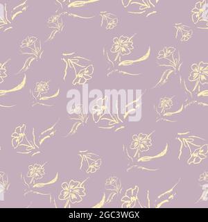 Un fiore color pastello chalcy abbelliscono il modello vettoriale Illustrazione Vettoriale