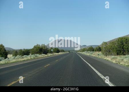 Due soste di Guns vicino al personale della bandiera Arizona Foto Stock