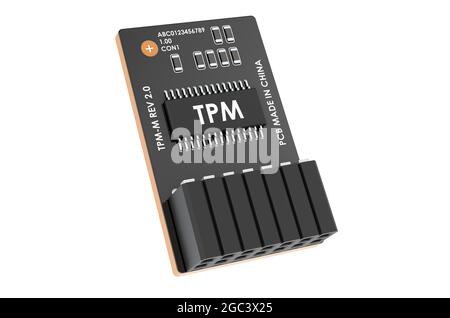 Trusted Platform Module, TPM. Rendering 3D isolato su sfondo bianco Foto Stock