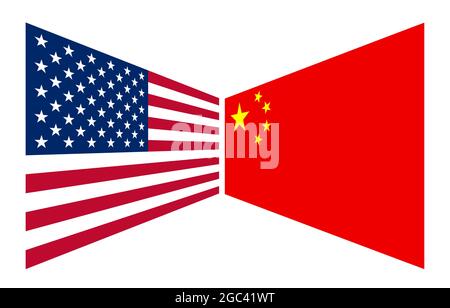 Illustrazione delle bandiere americane e cinesi Illustrazione Vettoriale