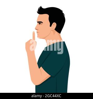 Gesto di uomo d'affari Shh silenzio, illustrazione vettoriale, abbastanza Gesture Illustrazione Vettoriale