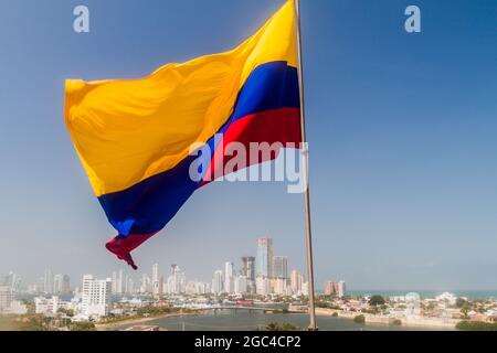 Bandiera colombiana a Cartagena, Colombia Foto Stock