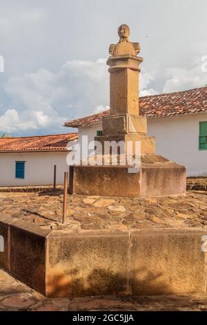 Statua di Simon Bolivar a Barichara, Colombia Foto Stock