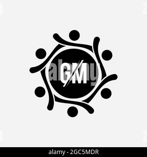 Eccezionale professionale elegante trendy impressionante artistico colore bianco e nero GM MG base iniziale Alphabet icona logo. Foto Stock
