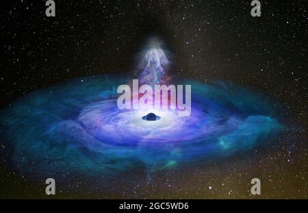 Foro nero nello spazio esterno. Sfondo astratto. Elementi di questa immagine forniti dalla NASA. Foto Stock