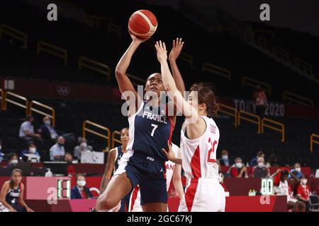 Tokyo, Giappone. 06 agosto 2021. GRUDA Sandrine (7) durante i Giochi Olimpici Tokyo 2020, Basketball Semifinale, Giappone - Francia il 6 agosto 2021 alla Saitama Super Arena di Tokyo, Giappone - Foto Ann-Dee Lamour / CDP MEDIA / DPPI Credit: Independent Photo Agency/Alamy Live News Foto Stock