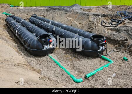 Oberhausen, Renania Settentrionale-Vestfalia, Germania - ricostruzione di Emscher, nuova costruzione della fogna DI EMSCHER, qui la nuova costruzione dell'Ober Foto Stock