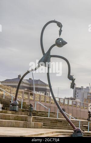 Scultura sul viale di Scheveningen Foto Stock