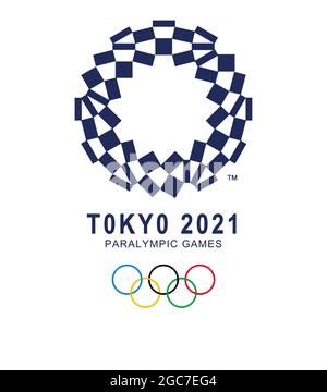 Logo ufficiale dei Giochi Olimpici estivi 2021 a Tokyo, Giappone, dal 24 luglio al 9 agosto 2021. Illustrazione di Tokyo 2021, vettore. Foto Stock