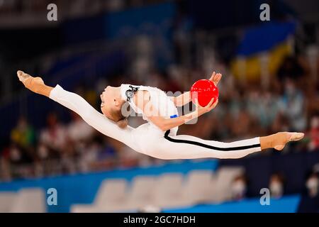 Viktoriia Onopriienko (UKR), 7 AGOSTO 2021 - Ginnastica ritmica : finale individuale all-around durante le Olimpiadi di Tokyo 2020 al Centro di Ginnastica Ariake di Tokyo, Giappone. (Foto di Kohei Maruyama/AFLO) Foto Stock