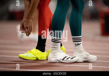 Tokyo, Kanto, Giappone. 7 agosto 2021. Le donne High Jumpers si sfidano durante le Olimpiadi di Tokyo 2020 allo Stadio Olimpico di Tokyo sabato 7 agosto 2021 a Tokyo. (Credit Image: © Paul Kitagaki Jr./ZUMA Press Wire) Foto Stock