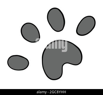Cartoon animale impronta, illustrazione vettoriale. Contorni colorati e neri. Illustrazione Vettoriale