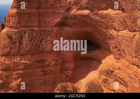 Dettagli di Las Medulas - Patrimonio dell'Umanità dell'UNESCO, storico sito minerario dell'oro - il più grande open-pit dell'intero Impero Romano - El Bierzo, León, Spagna Foto Stock