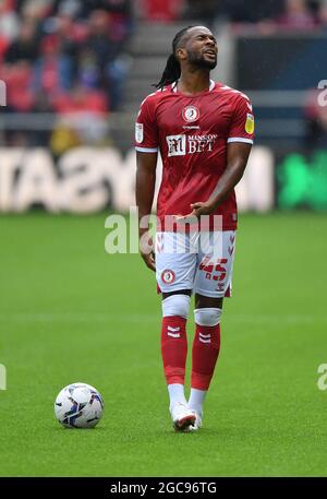 Kasey Palmer di Bristol City durante la partita del campionato Sky Bet ad Ashton Gate, Bristol. Data immagine: Sabato 7 agosto 2021. Foto Stock