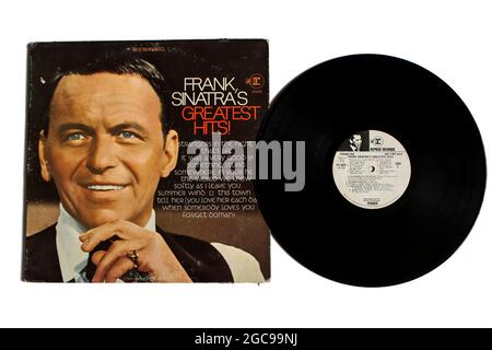 Jazz e musicista di facile ascolto, Frank Sinatra album musicale su disco LP con dischi in vinile. Intitolato: Copertina dell'album Greatest Hits di Frank Sinatra Foto Stock