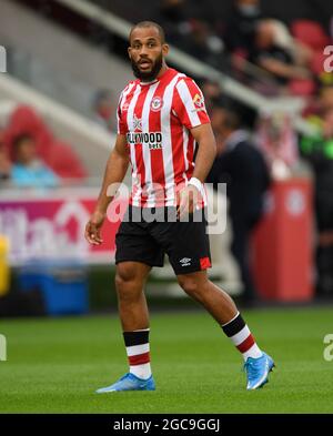 07 agosto 2021 - Brentford v Valencia - Pre-Season friendly - Brentford Community Stadium Brentford's Bryan Mbeumo durante la partita al Brentford Community Stadium di Londra. Credito immagine : © Mark Pain / Alamy Live News Foto Stock