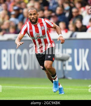 07 agosto 2021 - Brentford v Valencia - Pre-Season friendly - Brentford Community Stadium Brentford's Bryan Mbeumo durante la partita al Brentford Community Stadium di Londra. Credito immagine : © Mark Pain / Alamy Live News Foto Stock