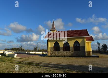 Aruba's Alto Vista Chapel subito dopo l'alba. Foto Stock