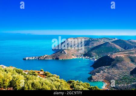 Porto Kagio, un villaggio sul mare a Laconian mani, Peloponneso, Grecia Foto Stock