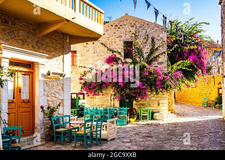 Areopoli, il villaggio tradizionale di mani in Grecia Peloponneso Foto Stock