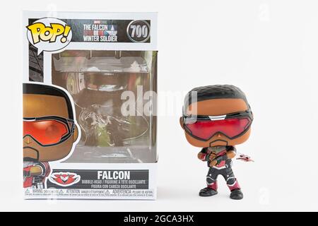 CHESTER, REGNO UNITO - 1 AGOSTO 2021: Il Falcon Funko Pop Foto Stock