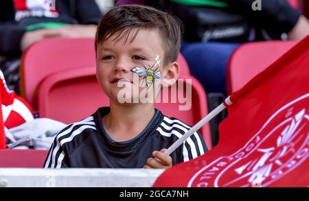 Londra, Regno Unito. 07 agosto 2021. *** durante la partita amichevole pre-stagione tra Brentford e Valencia al Brentford Community Stadium, Londra, Inghilterra, il 7 agosto 2021. Foto di Phil Hutchinson. Solo per uso editoriale, è richiesta una licenza per uso commerciale. Nessun utilizzo nelle scommesse, nei giochi o nelle pubblicazioni di un singolo club/campionato/giocatore. Credit: UK Sports Pics Ltd/Alamy Live News Foto Stock