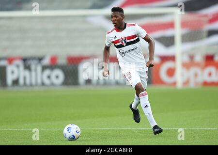 7 agosto 2021; Arena da Baixada, Curitiba, Paraná, Brasile. Calcio brasiliano DELLA LEGA A, atletico Paranaense contro San Paolo; Léo Pelé di S& xe3;o Paulo Foto Stock