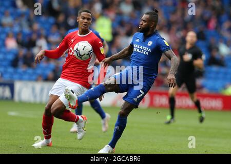 Cardiff, Regno Unito. 07 agosto 2021. Leandro Bacuna della città di Cardiff in azione. EFL Skybet Championship, Cardiff City contro Barnsley al Cardiff City Stadium di Cardiff, Galles, sabato 7 agosto 2021. Questa immagine può essere utilizzata solo per scopi editoriali. Solo per uso editoriale, è richiesta una licenza per uso commerciale. Nessun utilizzo nelle scommesse, nei giochi o nelle pubblicazioni di un singolo club/campionato/giocatore. pic di Andrew Orchard/Andrew Orchard sports photography/Alamy Live news Credit: Andrew Orchard sports photography/Alamy Live News Foto Stock