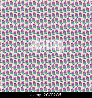 Illustrazione disegno digitale dolce torta motivo senza cuciture su sfondo. Illustrazione di alta qualità Foto Stock