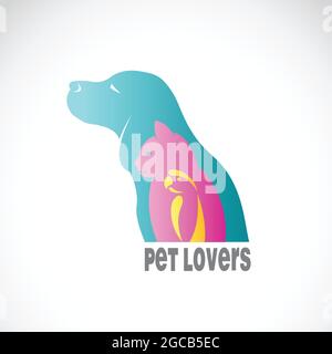 Immagine vettoriale di cane gatto e uccello su sfondo bianco. Illustrazione vettoriale a livelli facilmente modificabile. Animali. Animali domestici. Illustrazione Vettoriale