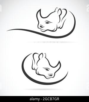 Immagine vettoriale di un disegno rinoceronte su sfondo bianco. Illustrazione vettoriale a livelli facilmente modificabile. Animali selvatici. Illustrazione Vettoriale