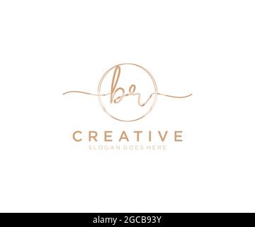 BR monogramma di bellezza del logo femminile e design elegante del logo, logo di scrittura a mano della firma iniziale, matrimonio, moda, floreale e botanico con creativo Illustrazione Vettoriale