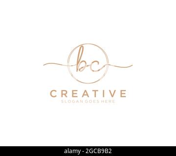 BC monogramma di bellezza del logo Femminile e design elegante del logo, logo di scrittura a mano della firma iniziale, matrimonio, moda, floreale e botanico con creativo Illustrazione Vettoriale