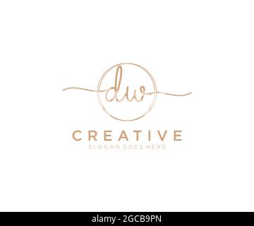 DW monogramma di bellezza del logo femminile e design elegante del logo, logo di scrittura a mano della firma iniziale, matrimonio, moda, floreale e botanico con creativo Illustrazione Vettoriale