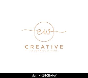 EW monogramma di bellezza del logo Femminile e design elegante del logo, logo di scrittura a mano della firma iniziale, matrimonio, moda, floreale e botanico con creativo Illustrazione Vettoriale