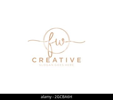 FW monogramma di bellezza del logo femminile e design elegante del logo, logo di scrittura a mano della firma iniziale, matrimonio, moda, floreale e botanico con creativo Illustrazione Vettoriale