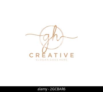 GH Monogramma di bellezza del logo Femminile e design elegante del logo, logo di scrittura a mano della firma iniziale, matrimonio, moda, floreale e botanico con creativo Illustrazione Vettoriale